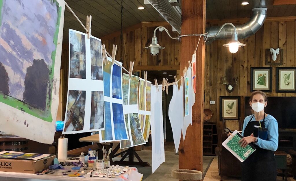 Paintings hung to dry