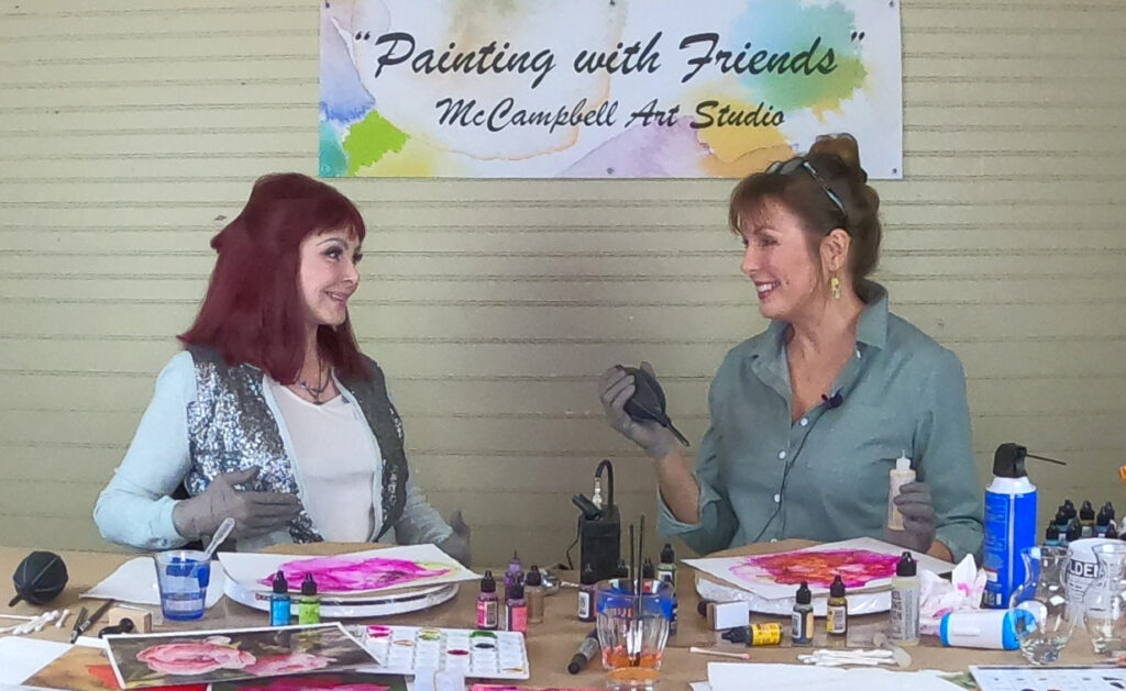 A picture of Naomi and Rachael talking